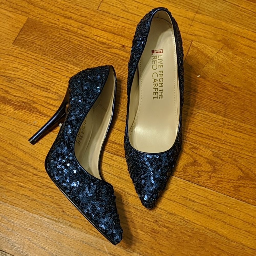 Blue sequin pointed toe heels - NWOT! See my listing for navy blue sequin clutch